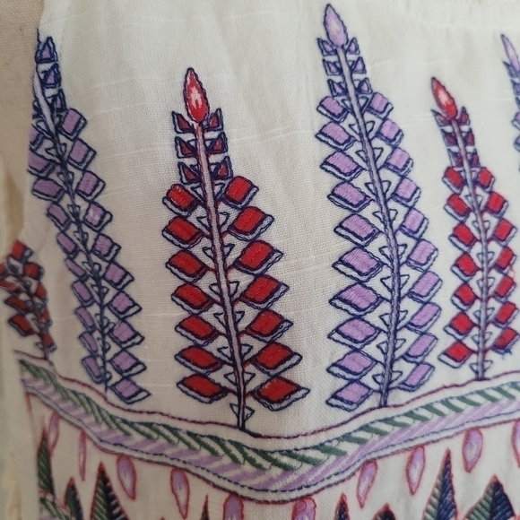 RAGA Panama Cotton Embroidered Tiered Halter Maxi Dress Size Medium - Picture 4 of 12